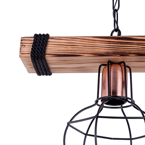 193 000001 2 10 Ceiling light PWL-1033 pakoworld E27 walnut-black 28.5x15x50cmLighting > Ceiling