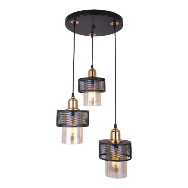 193 000015 8 3-light ceiling light PWL-1045 pakoworld E27 black-gold D30x85cmLighting > Ceiling