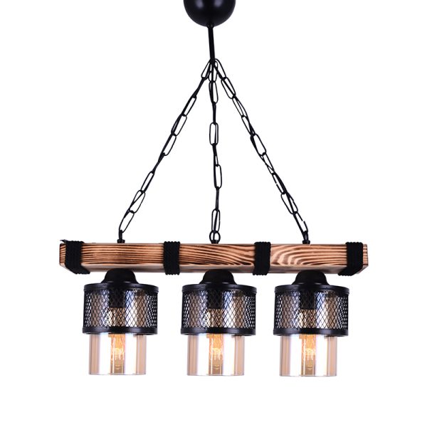 193 000016 15 3-light ceiling light PWL-1046 pakoworld E27 black-walnut 50x15x65cmLighting > Ceiling