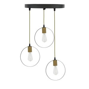 193 000056 9 3-light ceiling light Kasper pakoworld E27 black-gold D30x79cmLighting > Ceiling
