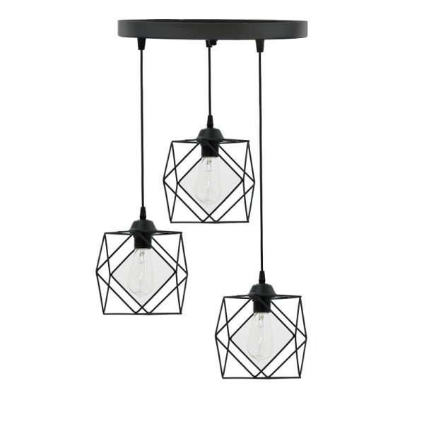 193 000059 10 3-light ceiling light Karin pakoworld E27 black 30x30x90cmLighting > Ceiling