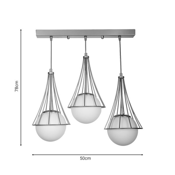 193 000077 3 6 Three-light ceiling lamp Udren pakoworld white-gold 50x20x78cmLighting > Ceiling