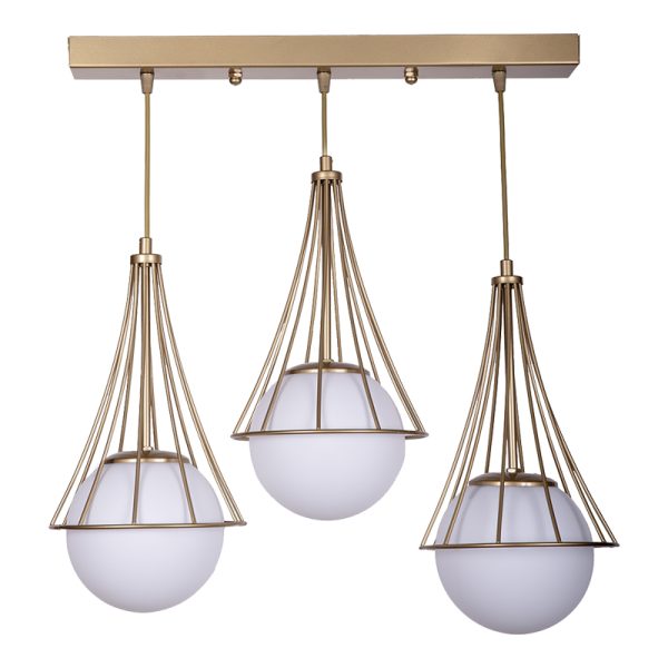 193 000077 8 Three-light ceiling lamp Udren pakoworld white-gold 50x20x78cmLighting > Ceiling