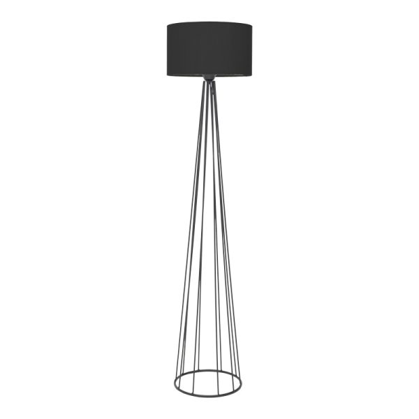 193 000112 4 Floor lamp Florencia pakoworld Ε27 black fabric-metal D40x125cmLighting > Floor