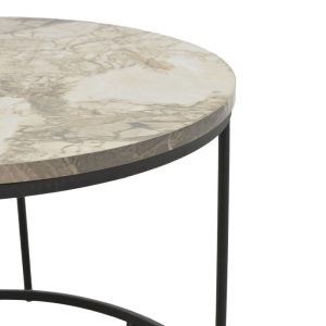 197 000162 2 6 Coffee table Emilian pakoworld white marble melamine-black metal D60x42cmIndoor furniture > Coffee tables