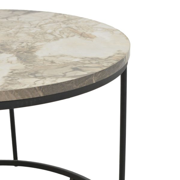 197 000162 2 6 Coffee table Emilian pakoworld white marble melamine-black metal D60x42cmIndoor furniture > Coffee tables