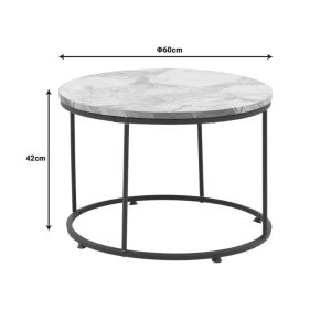 197 000162 3 6 Coffee table Emilian pakoworld white marble melamine-black metal D60x42cmIndoor furniture > Coffee tables