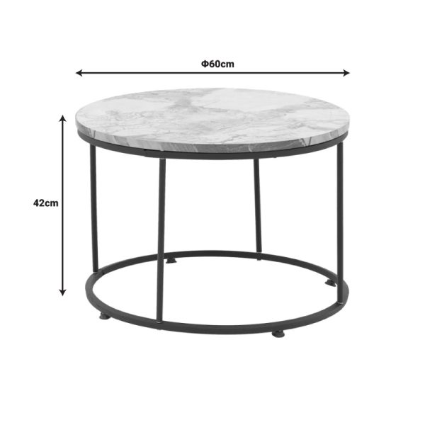 197 000162 3 6 Coffee table Emilian pakoworld white marble melamine-black metal D60x42cmIndoor furniture > Coffee tables