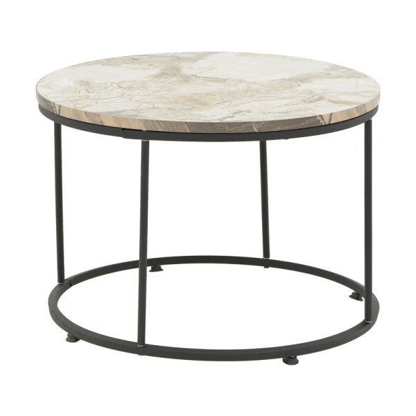 197 000162 8 Coffee table Emilian pakoworld white marble melamine-black metal D60x42cmIndoor furniture > Coffee tables