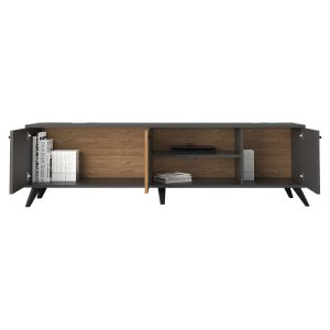 197 000172 3 7 Tv stand Flipter pakoworld melamine dark grey-sonoma-black 180x40x51cmIndoor furniture > TV stands