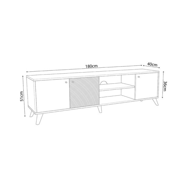 197 000172 4 7 Tv stand Flipter pakoworld melamine dark grey-sonoma-black 180x40x51cmIndoor furniture > TV stands