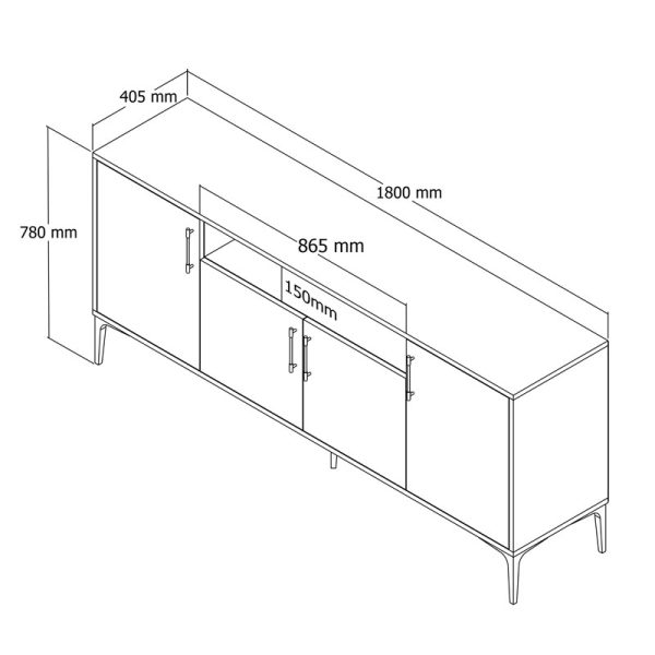 197 000179 4 2 Buffet Fumomel pakoworld melamine natural-dark grey-black 180x40,5x78cmIndoor furniture > Buffets