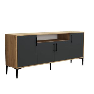 197 000179 5 Buffet Fumomel pakoworld melamine natural-dark grey-black 180x40,5x78cmIndoor furniture > Buffets
