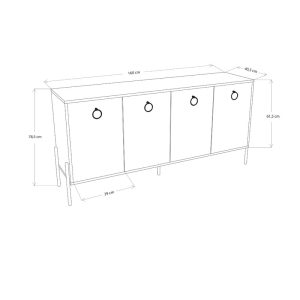 197 000181 4 2 Buffet Twely pakoworld melamine walnut-black 160x40,5x79cmIndoor furniture > Buffets