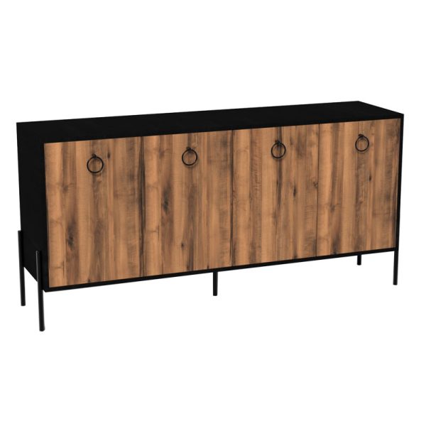 197 000181 5 Buffet Twely pakoworld melamine walnut-black 160x40,5x79cmIndoor furniture > Buffets