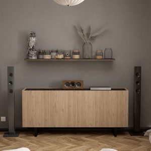 197 000182 2 4 Buffet Kioubo pakoworld melamine oak-black 180x42x80cmIndoor furniture > Buffets