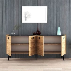197 000207 2 2 Buffet Jeslie pakoworld melamine oak-dark grey 180x40x79cmIndoor furniture > Buffets