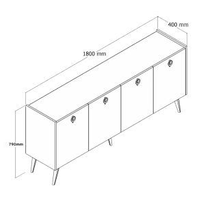 197 000207 3 2 Buffet Jeslie pakoworld melamine oak-dark grey 180x40x79cmIndoor furniture > Buffets