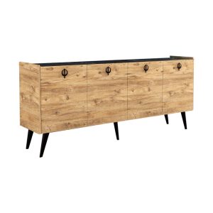197 000207 4 Buffet Jeslie pakoworld melamine oak-dark grey 180x40x79cmIndoor furniture > Buffets