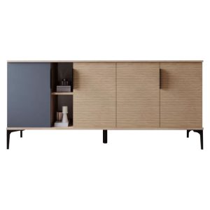 197 000209 2 2 Buffet Tajesy pakoworld melamine dark grey-oak 180x40x78cmIndoor furniture > Buffets