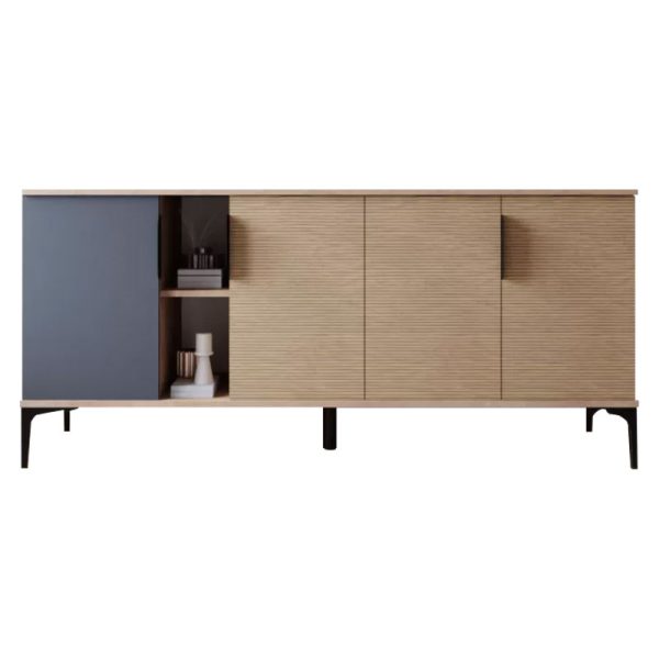 197 000209 2 2 Buffet Tajesy pakoworld melamine dark grey-oak 180x40x78cmIndoor furniture > Buffets