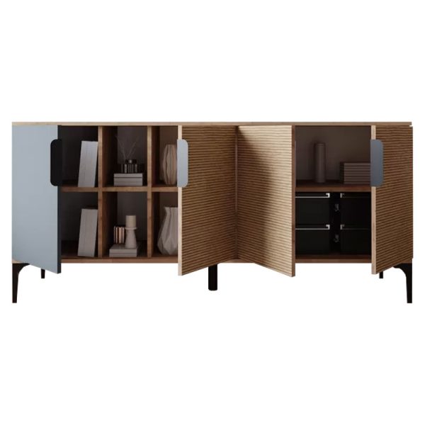 197 000209 3 2 Buffet Tajesy pakoworld melamine dark grey-oak 180x40x78cmIndoor furniture > Buffets