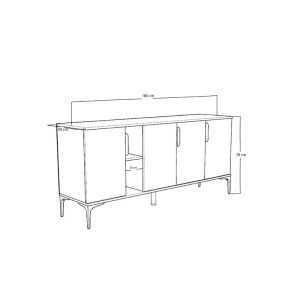 197 000211 3 2 Buffet Tajesy pakoworld melamine oak 180x40x78cmIndoor furniture > Buffets