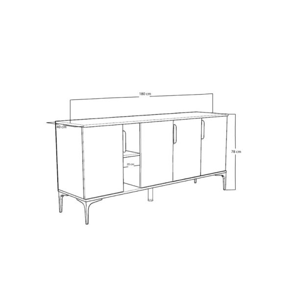 197 000211 3 2 Buffet Tajesy pakoworld melamine oak 180x40x78cmIndoor furniture > Buffets