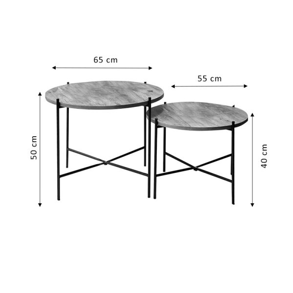 197 000234 2 8 Coffee table Forfu pakoworld set 2 pieces oak-blackIndoor furniture > Coffee tables
