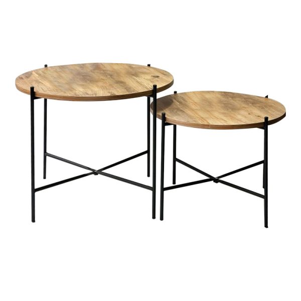 197 000234 9 Coffee table Forfu pakoworld set 2 pieces oak-blackIndoor furniture > Coffee tables