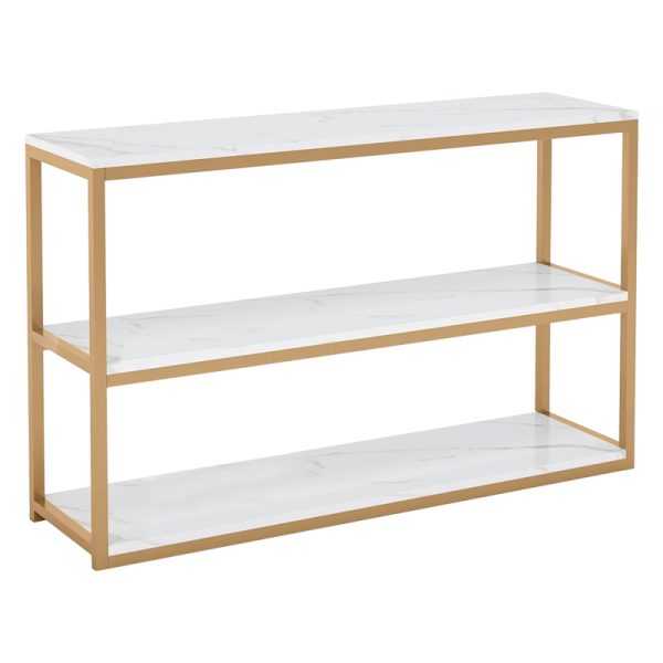 197 000258 7 Metal console table Sarmi pakoworld in gold-white shade 110x35x85cmIndoor furniture > Drawers-consoles