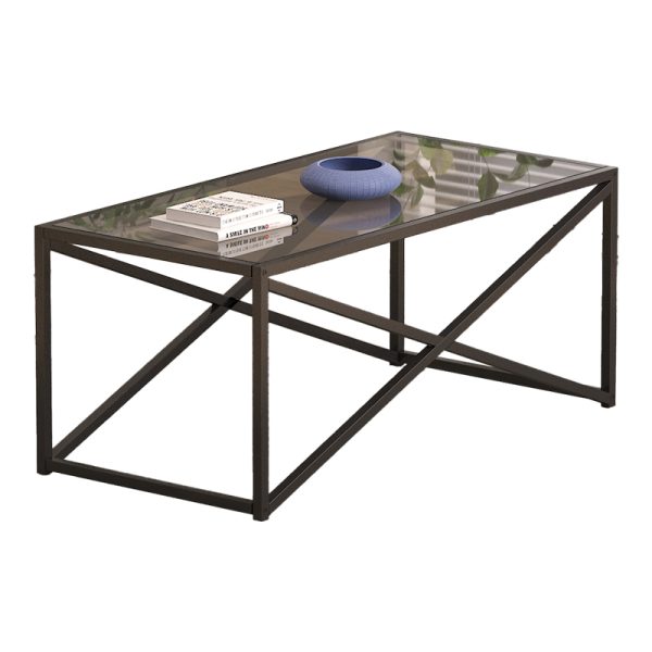 197 000260 2 2 Metal coffee table Susona pakoworld in black shade smoke glass 100x50x45cmIndoor furniture > Coffee tables