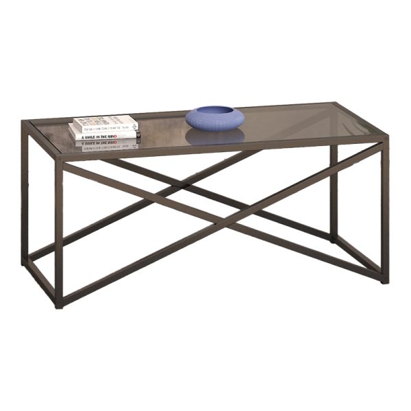 197 000260 4 Metal coffee table Susona pakoworld in black shade smoke glass 100x50x45cmIndoor furniture > Coffee tables