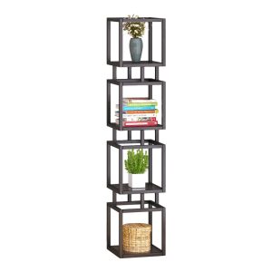 197 000262 5 Kubo pakoworld metal floor rack in black shade smoke glass 30x30x150cmIndoor furniture > Home organization > Kitchen > Shelves