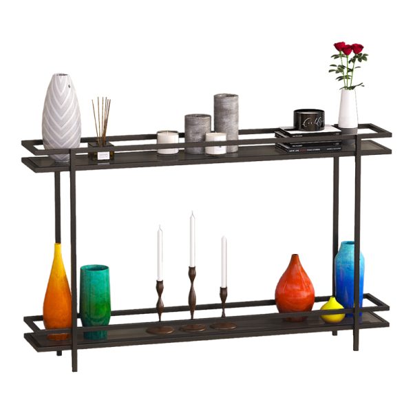 197 000263 6 Metal console with smoke glass surface Matly pakoworld in black shade 120x24x74cmIndoor furniture > Drawers-consoles