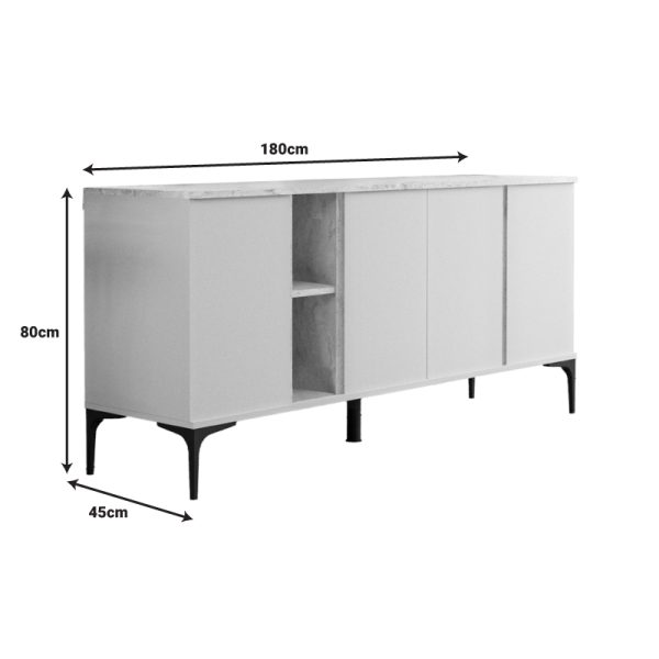 197 000268 4 3 Vetine pakoworld sideboard in gray-beige color and marble-look surface 180x45x80cmIndoor furniture > Buffets