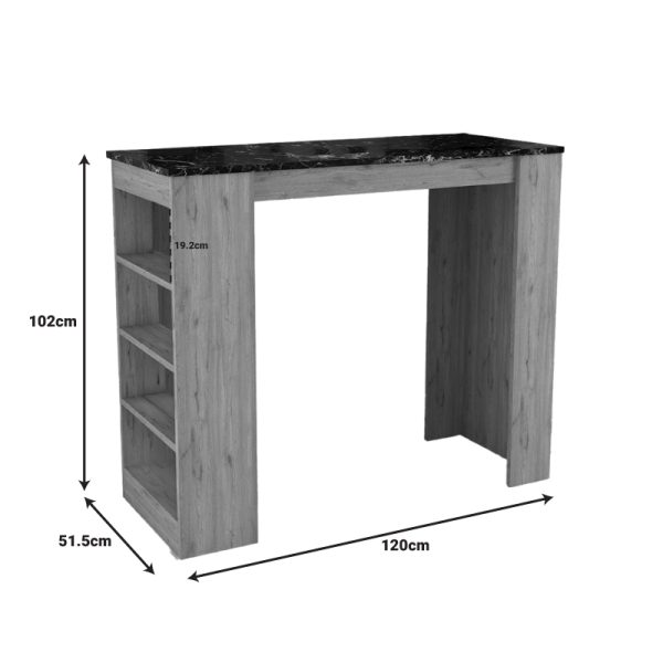 197 000276 2 6 Birma pakoworld bar table in oak shade with marble look 120x51.5x102cmIndoor furniture > Dining Tables