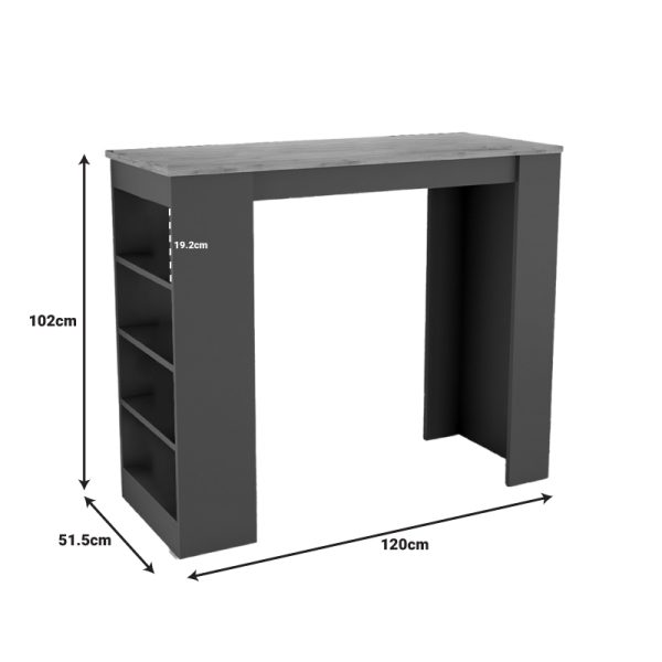 197 000277 2 2 Birma pakoworld bar table in oak-anthracite shade 120x51.5x102cmIndoor furniture > Dining Tables
