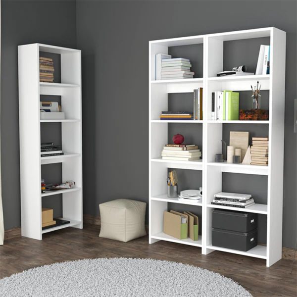 197 000279 2 2 Rabuku pakoworld bookcase in white shade 146x22x160cmIndoor furniture > Bookshelves