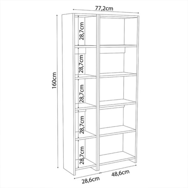197 000281 2 2 Alkathi pakoworld bookcase in oak shade 77x22x160cmIndoor furniture > Bookshelves