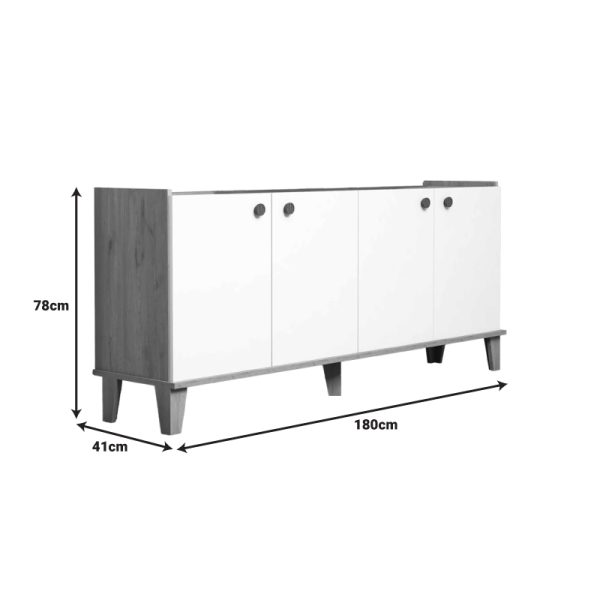 197 000285 2 2 Lethak pakoworld sideboard in oak-white shade 180x41x78cmIndoor furniture > Buffets