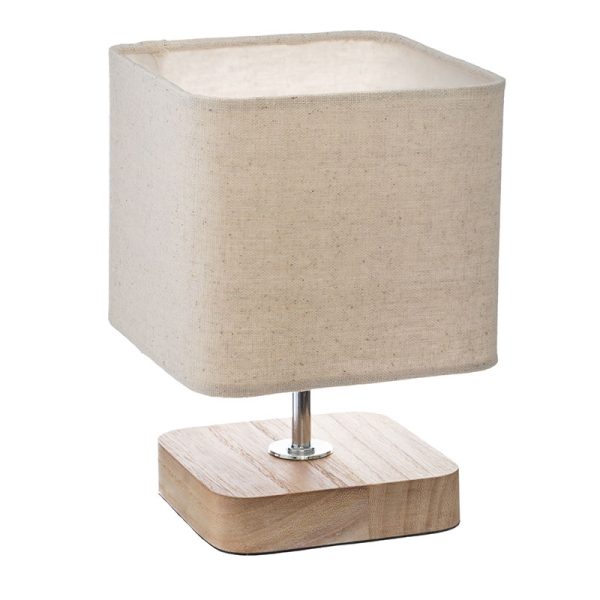 199 000003 14 Table lamp Sand pakoworld Ε14 wooden metal natural-shade in ecru color 15x15x21cmLighting > Table