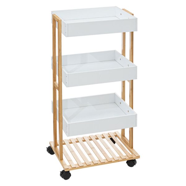 199 000011 10 4-Tier trolley Irene pakoworld wooden color natural-white 41x30x88cmIndoor furniture > Home organization > Kitchen > Trolley