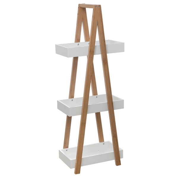 199 000013 9 Floor shelf Nancy pakoworld wooden in natural-white color 30x18x82cmIndoor furniture > Home organization