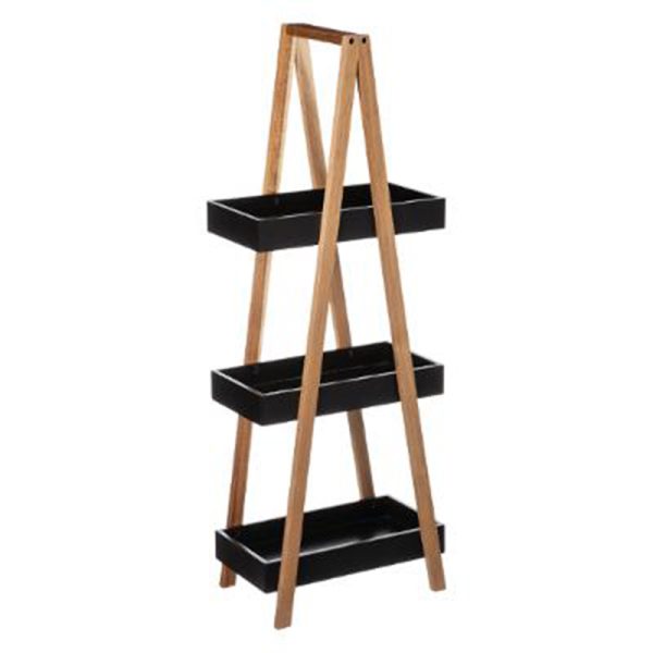 199 000053 8 Floor shelf Nancy pakoworld wooden in natural-black color 30x18,5x82cmIndoor furniture > Home organization