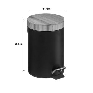 199 000210 4 4 Trash bin 3L Dustbin pakoworld metal-pp black-oakIndoor furniture > Home organization > Bathroom > Bathroom accessories