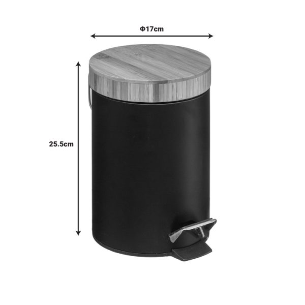 199 000210 4 4 Trash bin 3L Dustbin pakoworld metal-pp black-oakIndoor furniture > Home organization > Bathroom > Bathroom accessories