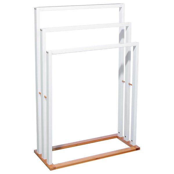 199 000498 5 Floor hanger Tower pakoworld MDF-bamboo white-natural 55x24x82cmIndoor furniture > Home organization > Bathroom > Bathroom accessories