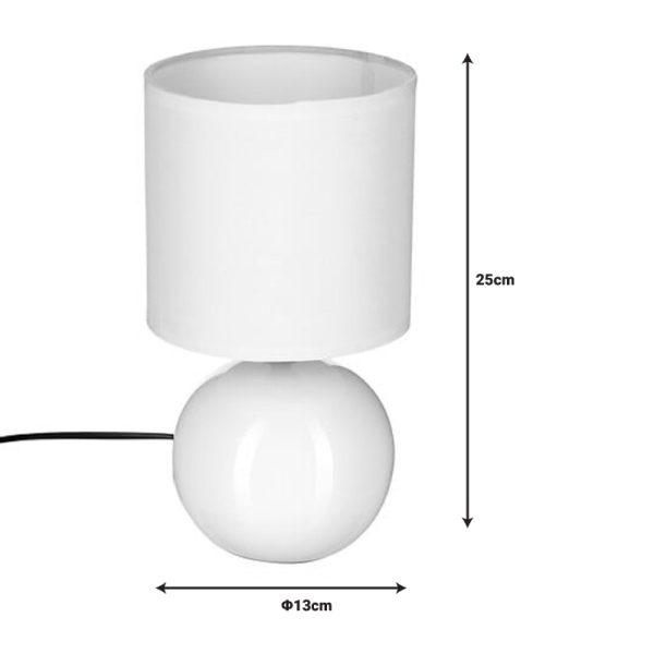 199 000576 2 3 Table lamp PWL-1210 pakoworld E14 60W ceramic in white gloss color D13x25cmLighting > Table