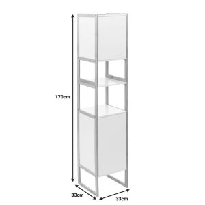 199 000579 2 3 Wall cabinet-column Derfen pakoworld mdf in white-natural color 33x33x170cmIndoor furniture > Home organization > Bathroom